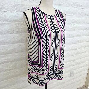 INC International Concepts Tank Top Womens 6 Pink Black White Sleeveless Long